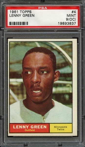 1961 TOPPS 4 LENNY GREEN PSA MINT 9 (OC)