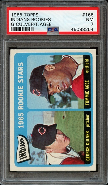 1965 TOPPS 166 INDIANS ROOKIES G.CULVER/T.AGEE PSA NM 7