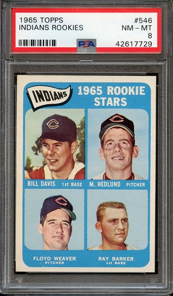 1965 TOPPS 546 INDIANS ROOKIES PSA NM-MT 8