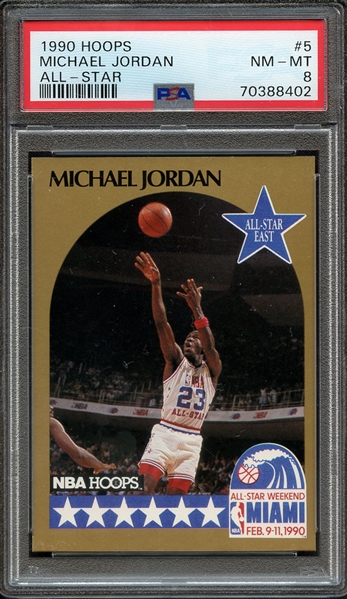 1990 HOOPS 5 MICHAEL JORDAN ALL-STAR PSA NM-MT 8