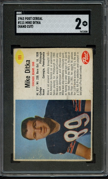 1962 POST CEREAL 111 MIKE DITKA SGC GOOD 2