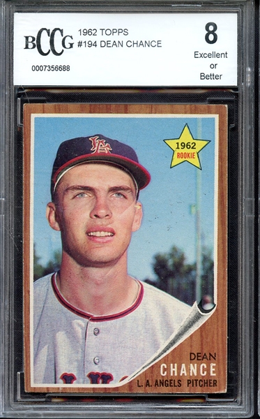 1962 TOPPS 194 DEAN CHANCE BCCG 8