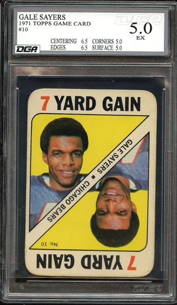 1971 TOPPS GAME CARD 10 GALE SAYERS DGA EX 5