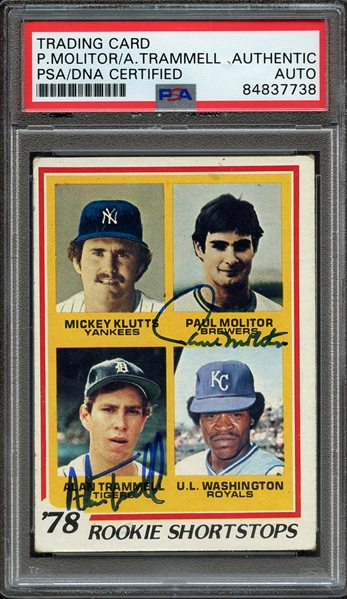 1978 TOPPS 707 SIGNED PAUL MOLITOR ALAN TRAMMELL PSA/DNA AUTO AUTHENTIC
