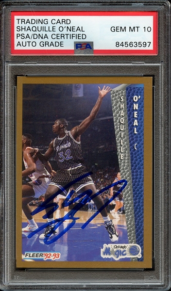 1992 FLEER 401 SIGNED SHAQUILLE O'NEAL PSA/DNA AUTO 10