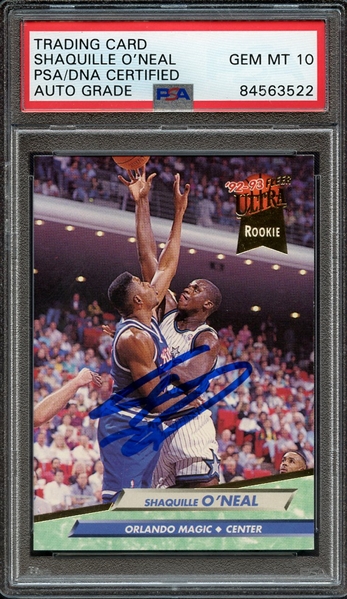 1992 ULTRA 328 SIGNED SHAQUILLE O'NEAL PSA/DNA AUTO 10