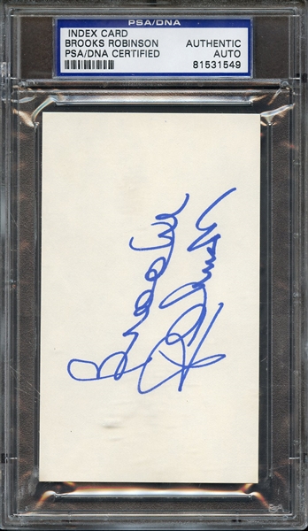 BROOKS ROBINSON SIGNED INDEX CARD PSA/DNA AUTO AUTHENTIC
