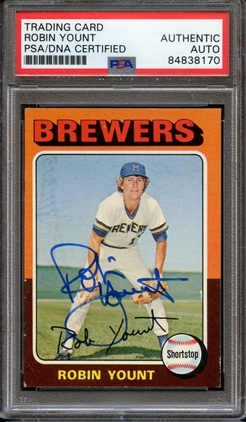 1975 TOPPS 223 SIGNED ROBIN YOUNT PSA/DNA AUTO AUTHENTIC