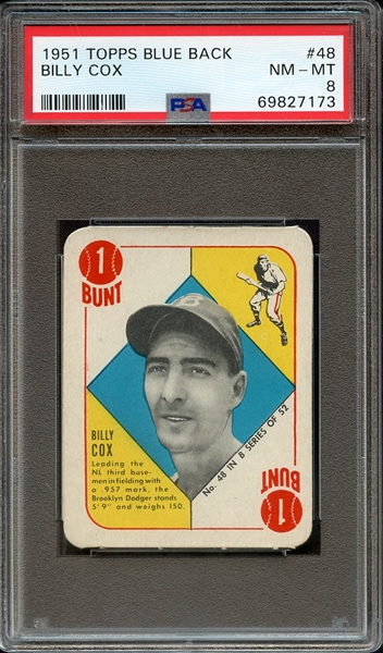 1951 TOPPS BLUE BACK 48 BILLY COX PSA NM-MT 8