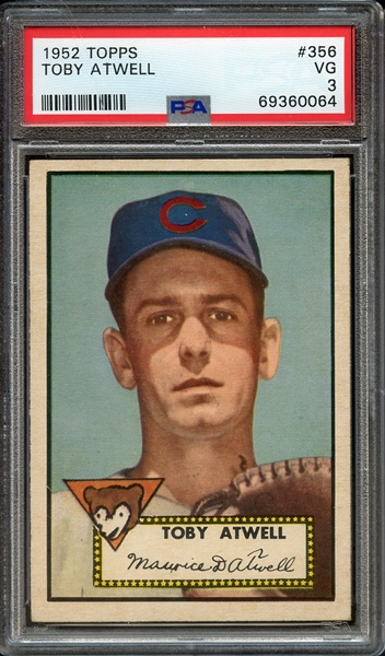 1952 TOPPS 356 TOBY ATWELL PSA VG 3