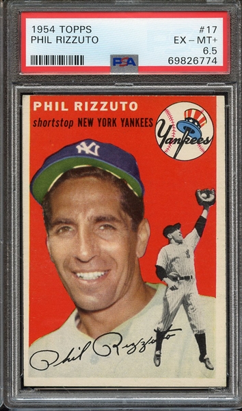 1954 TOPPS 17 PHIL RIZZUTO PSA EX-MT+ 6.5