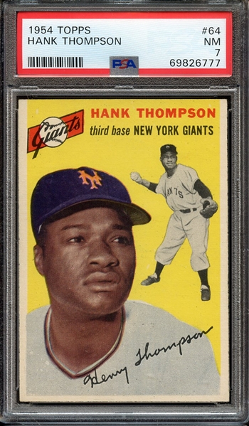 1954 TOPPS 64 HANK THOMPSON PSA NM 7