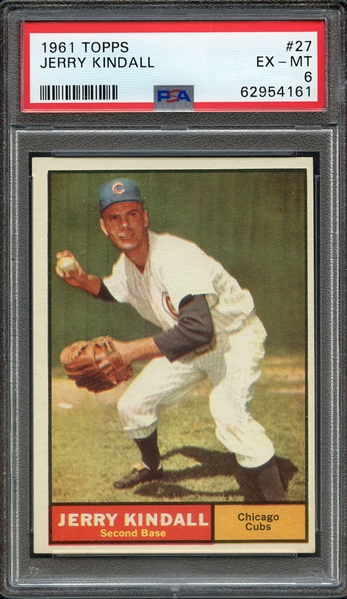 1961 TOPPS 27 JERRY KINDALL PSA EX-MT 6
