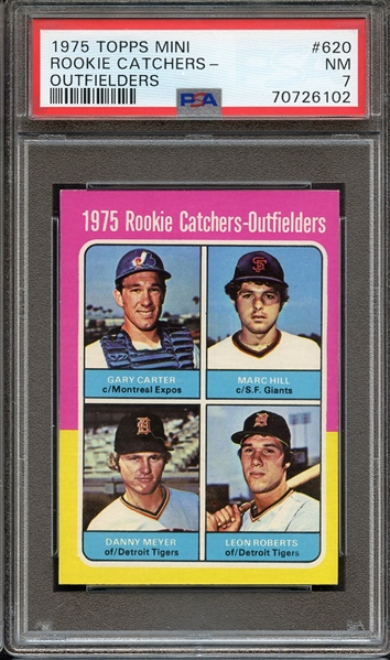 1975 TOPPS MINI 620 ROOKIE CATCHERS- OUTFIELDERS PSA NM 7