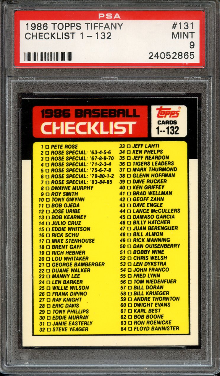 Lot Detail Topps Tiffany Checklist Psa Mint