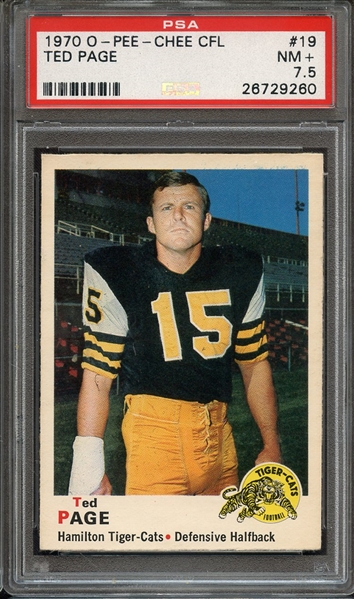 1970 O-PEE-CHEE CFL 19 TED PAGE PSA NM+ 7.5