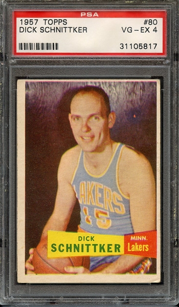 1957 TOPPS 80 DICK SCHNITTKER PSA VG-EX 4