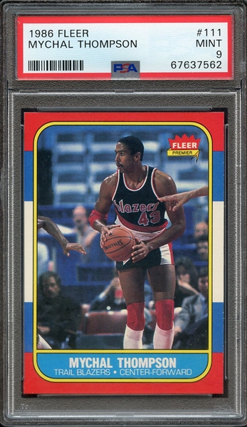 1986 FLEER 111 MYCHAL THOMPSON PSA MINT 9