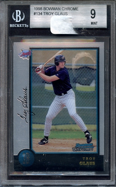 1998 BOWMAN CHROME 134 TROY GLAUS BGS MINT 9