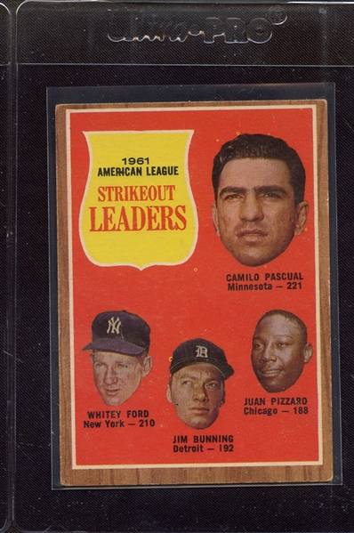 1962 TOPPS 59 AL STRIKEOUT LEADERS FORD BUNNING