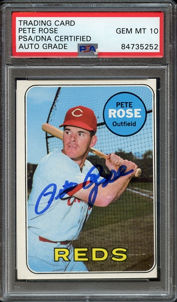 1969 TOPPS 120 SIGNED PETE ROSE PSA/DNA AUTO 10