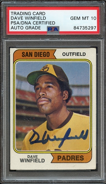 1974 TOPPS 456 SIGNED DAVE WINFIELD PSA/DNA AUTO 10