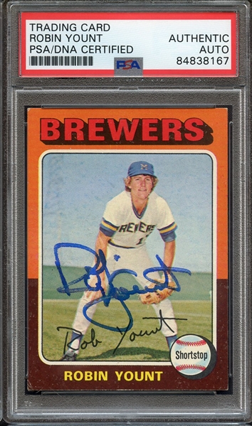 1975 TOPPS 223 SIGNED ROBIN YOUNT PSA/DNA AUTO AUTHENTIC