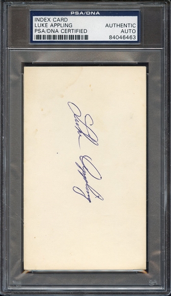 LUKE APPLING SIGNED INDEX CARD PSA/DNA AUTO AUTHENTIC