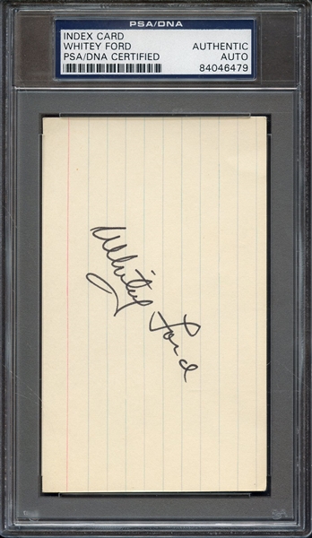 WHITEY FORD SIGNED INDEX CARD PSA/DNA AUTO AUTHENTIC