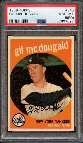 1959 TOPPS 345 GIL McDOUGALD PSA NM-MT 8 (PD)