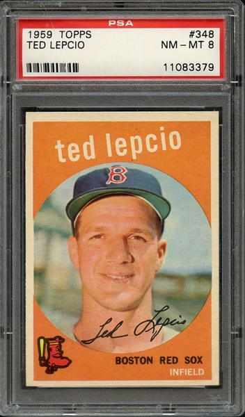 1959 TOPPS 348 TED LEPCIO PSA NM-MT 8