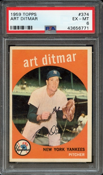 1959 TOPPS 374 ART DITMAR PSA EX-MT 6