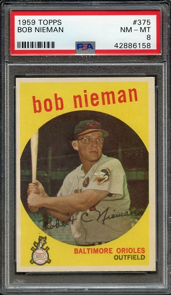 1959 TOPPS 375 BOB NIEMAN PSA NM-MT 8