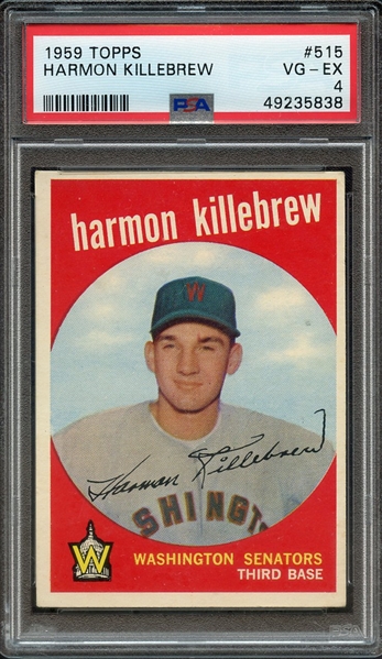 1959 TOPPS 515 HARMON KILLEBREW PSA VG-EX 4