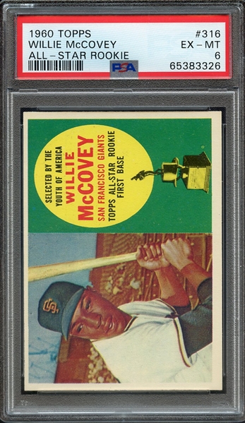 1960 TOPPS 316 WILLIE McCOVEY ALL-STAR ROOKIE PSA EX-MT 6