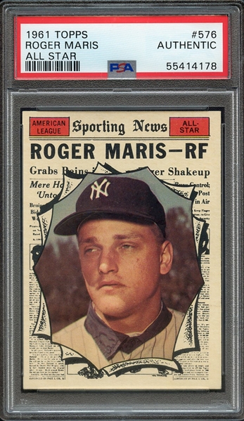 1961 TOPPS 576 ROGER MARIS ALL STAR PSA AUTHENTIC