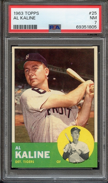 1963 TOPPS 25 AL KALINE PSA NM 7