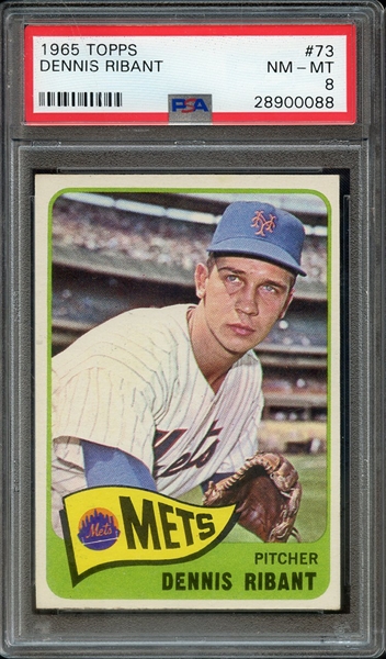 1965 TOPPS 73 DENNIS RIBANT PSA NM-MT 8