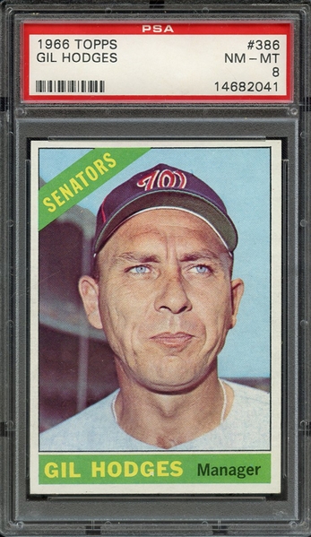 1966 TOPPS 386 GIL HODGES PSA NM-MT 8