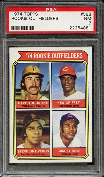 1974 TOPPS 598 ROOKIE OUTFIELDERS PSA NM 7