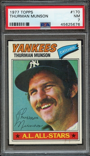 1977 TOPPS 170 THURMAN MUNSON PSA NM 7