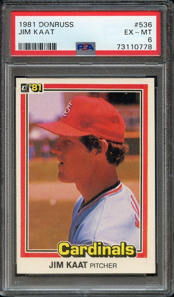 1981 DONRUSS 536 JIM KAAT PSA EX-MT 6