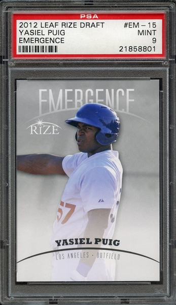 2012 LEAF RIZE DRAFT EMERGENCE EM-15 YASIEL PUIG EMERGENCE PSA MINT 9