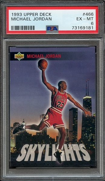 1993 UPPER DECK 466 MICHAEL JORDAN PSA EX-MT 6