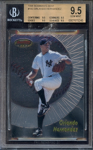 1998 BOWMAN'S BEST 183 ORLANDO HERNANDEZ BGS GEM MINT 9.5