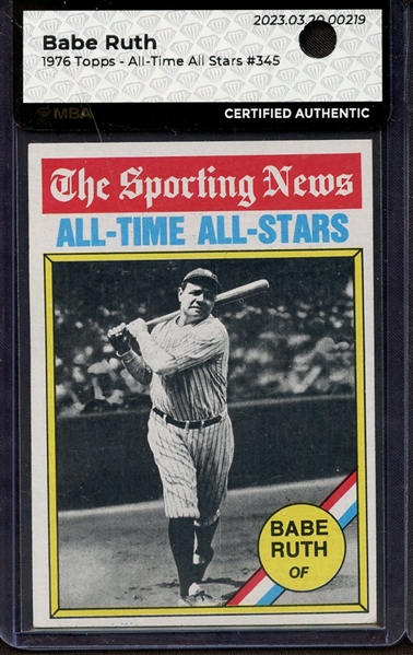 1976 TOPPS 345 BABE RUTH ALL TIME ALL STARS MBA AUTHENTIC