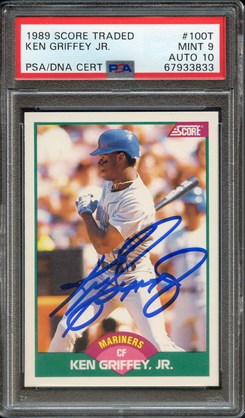 1989 SCORE TRADED 100T SIGNED KEN GRIFFEY JR PSA MINT 9 PSA/DNA AUTO 10