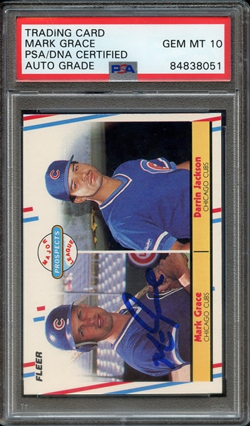 1988 FLEER 641 SIGNED MARK GRACE PSA/DNA AUTO 10