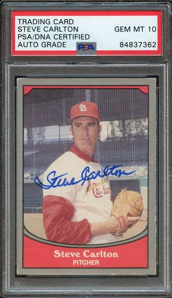 1990 PACIFIC BASEBALL LEGENDS SIGNED STEVE CARLTON PSA/DNA AUTO 10