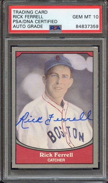 1990 PACIFIC BASEBALL LEGENDS SIGNED RICK FERRELL PSA/DNA AUTO 10